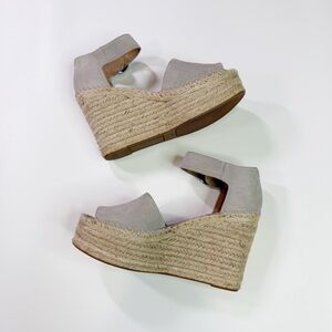 Marc Fisher LTD Alita Gray Beach Vacation Boho Platform Espadrille Wedge Sandals